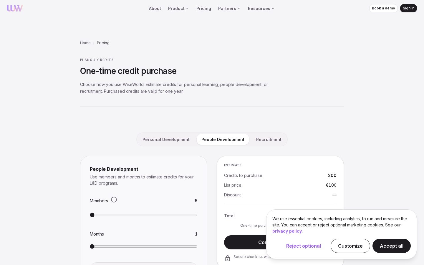 WiseWorld Pricing