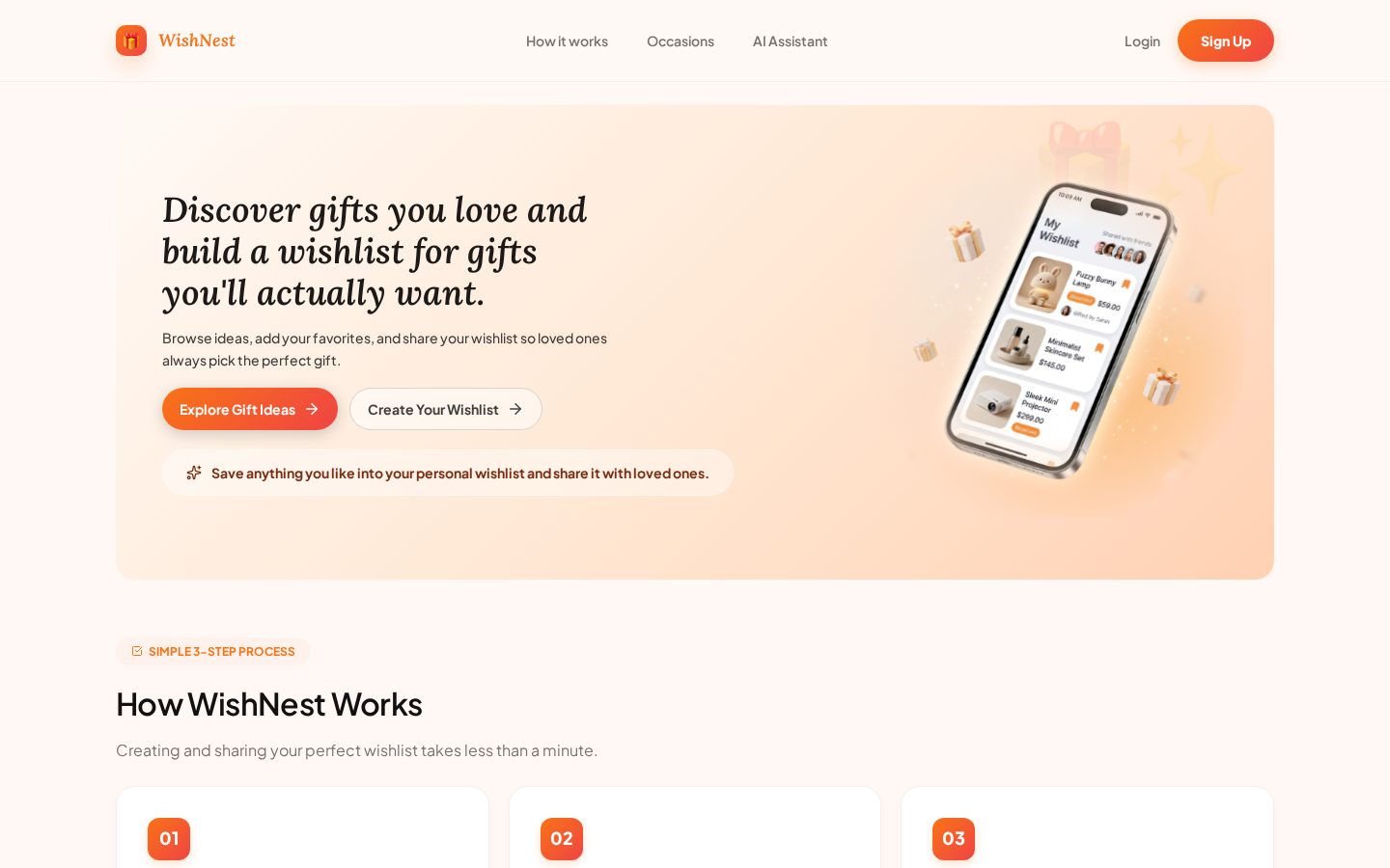WishNest Homepage