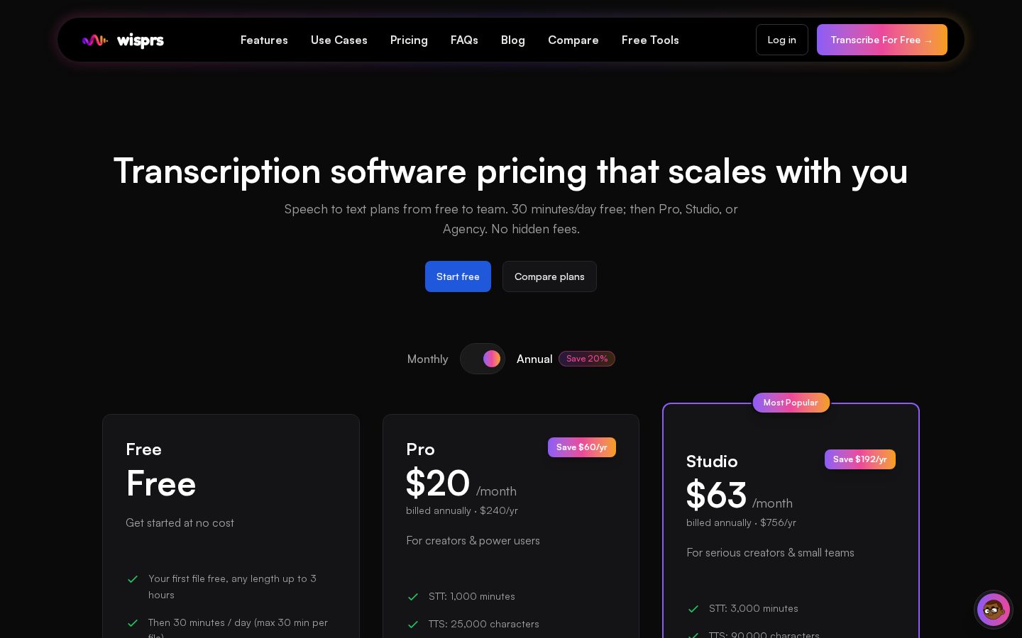 Wisprs Pricing