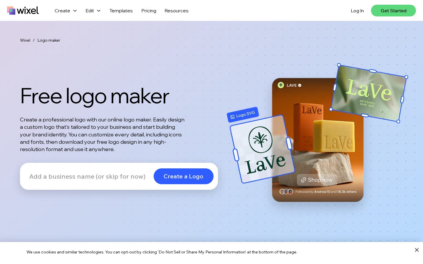 Wix Logo Maker Homepage