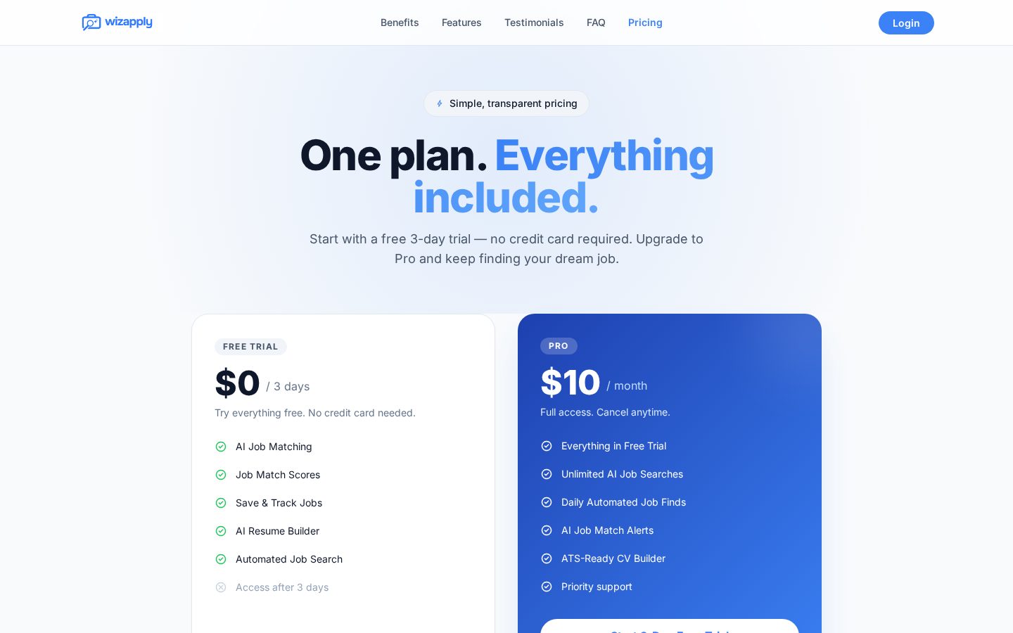 wizapply Pricing