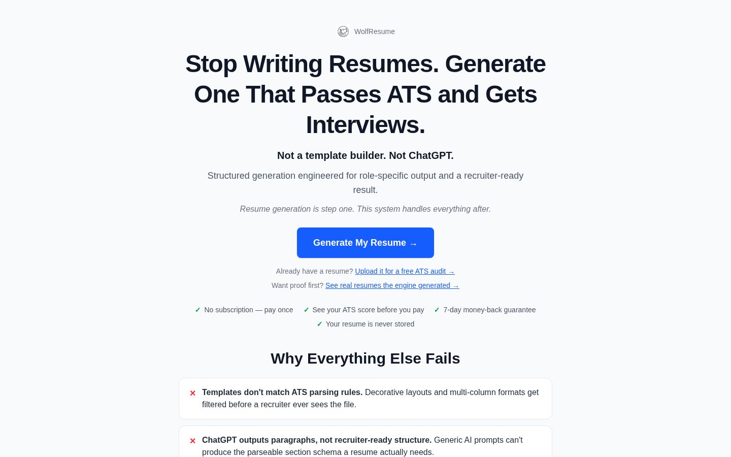 WolfResume Homepage