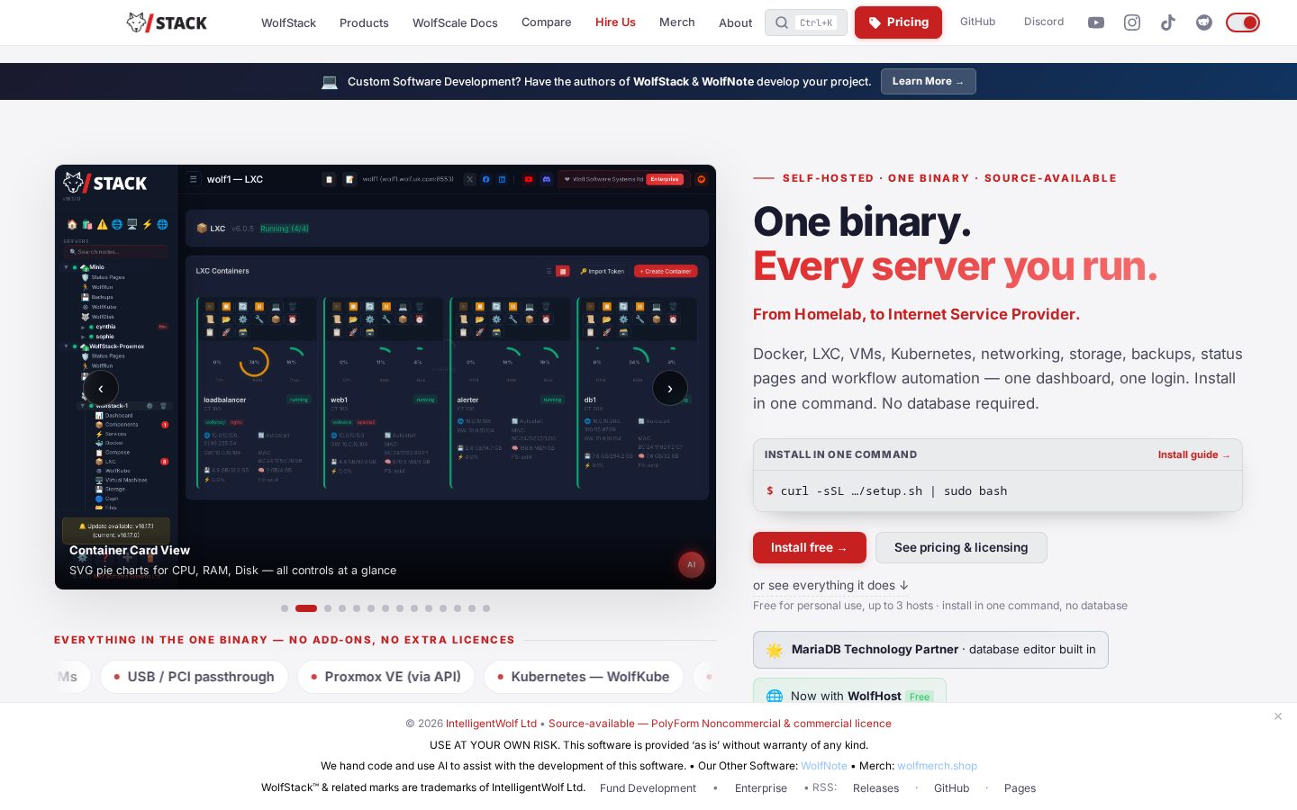 WolfStack Homepage