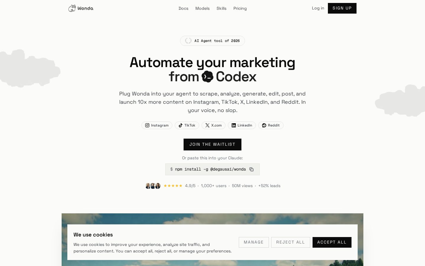 Wonda CLI Homepage