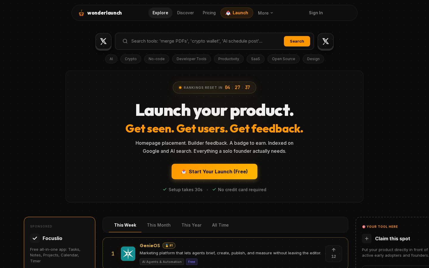 WonderLaunch Homepage