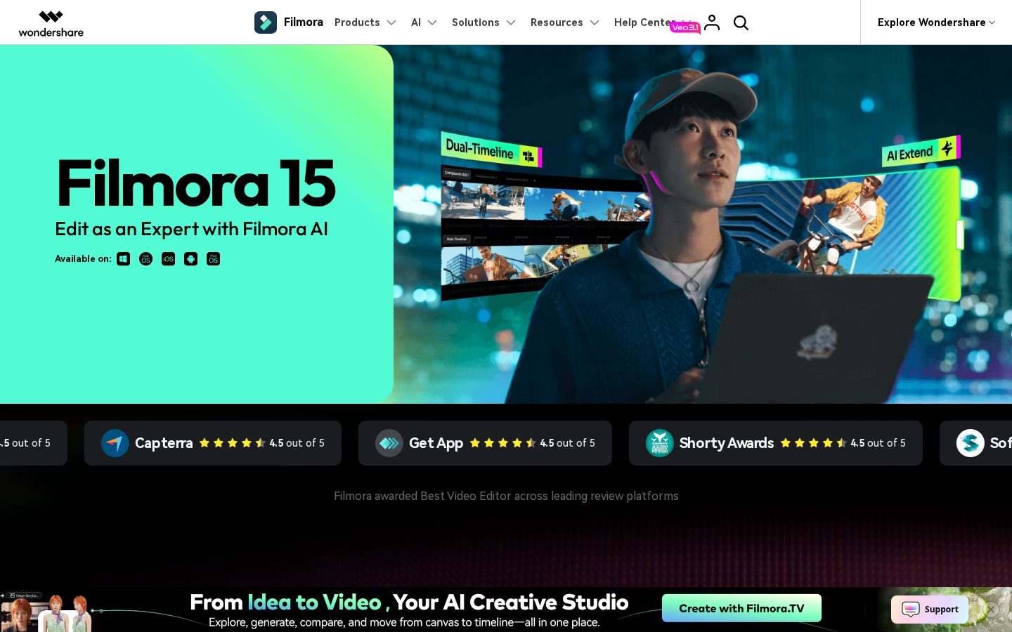 Wondershare Filmora Homepage