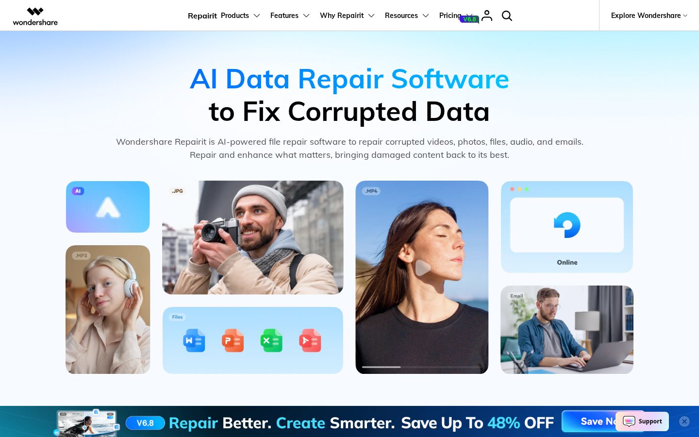Wondershare Repairit Homepage