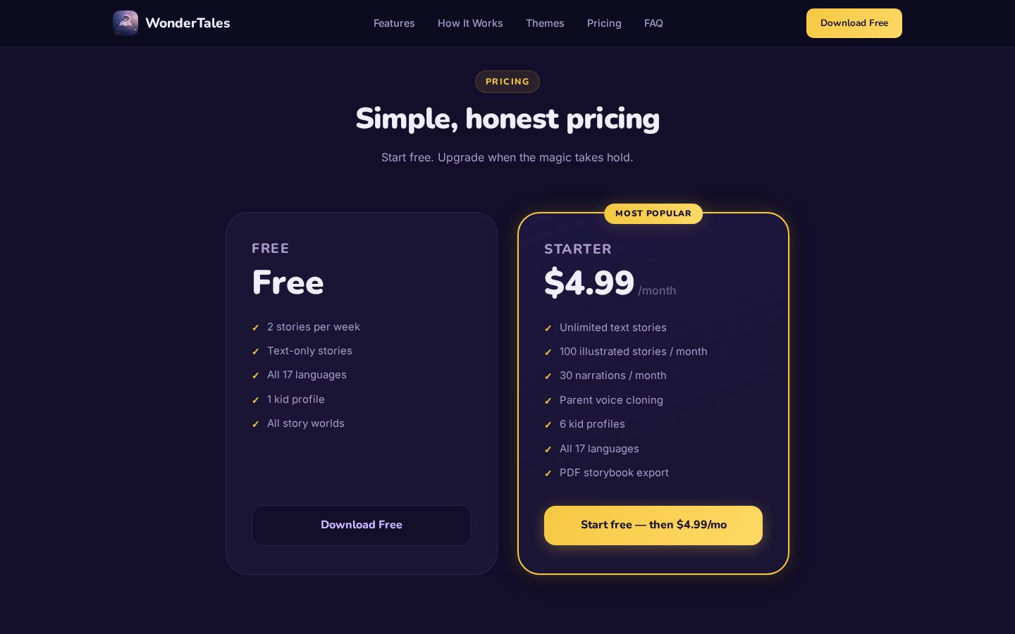 Wondertales Pricing