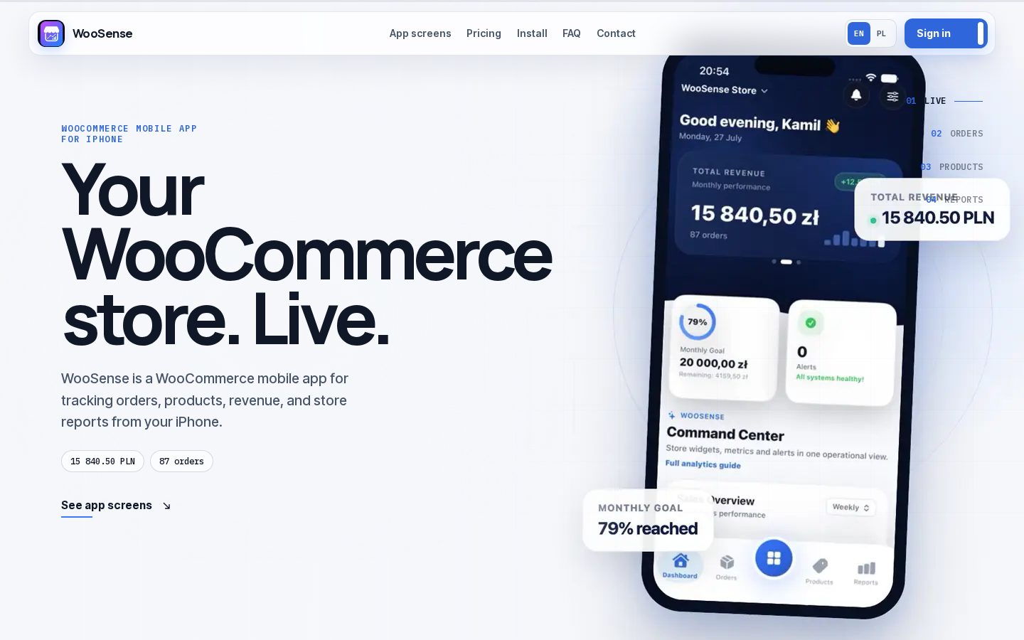 WooSense Homepage