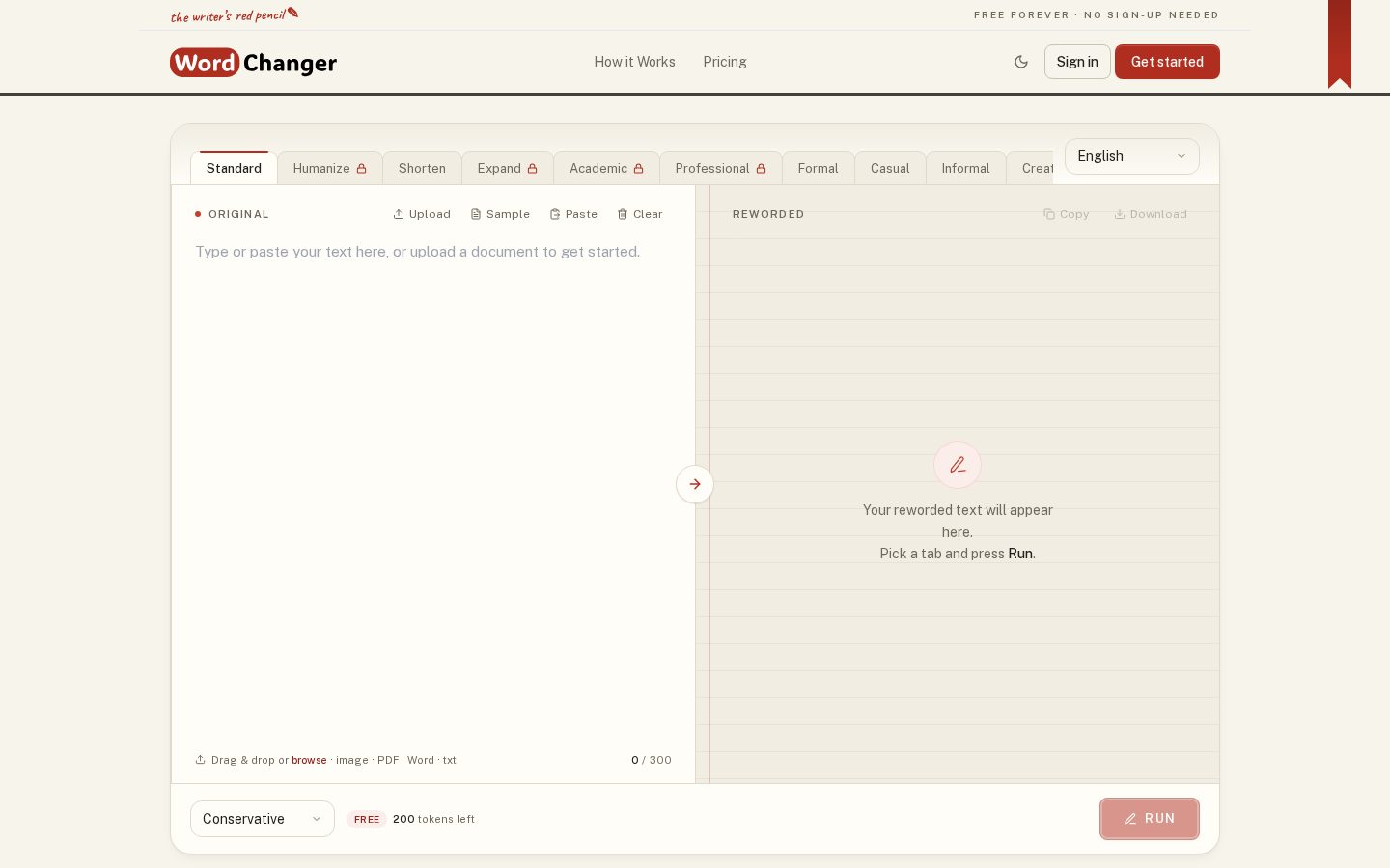 Word Changer Homepage