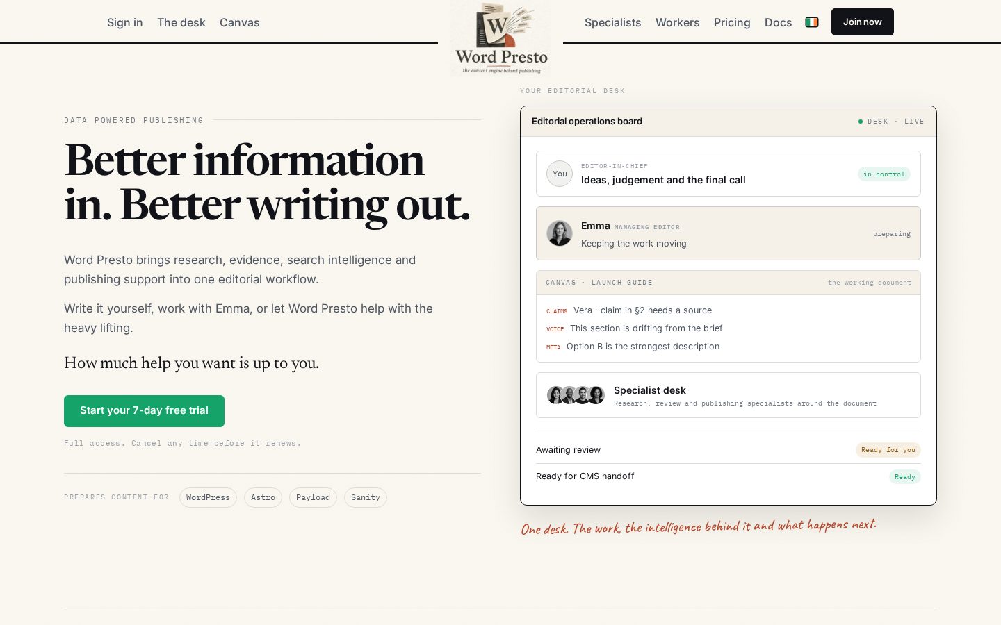 Word Presto Homepage