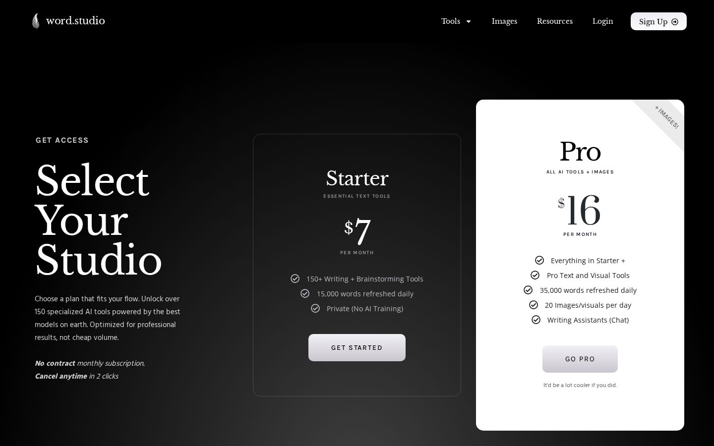 Word Studio Pricing