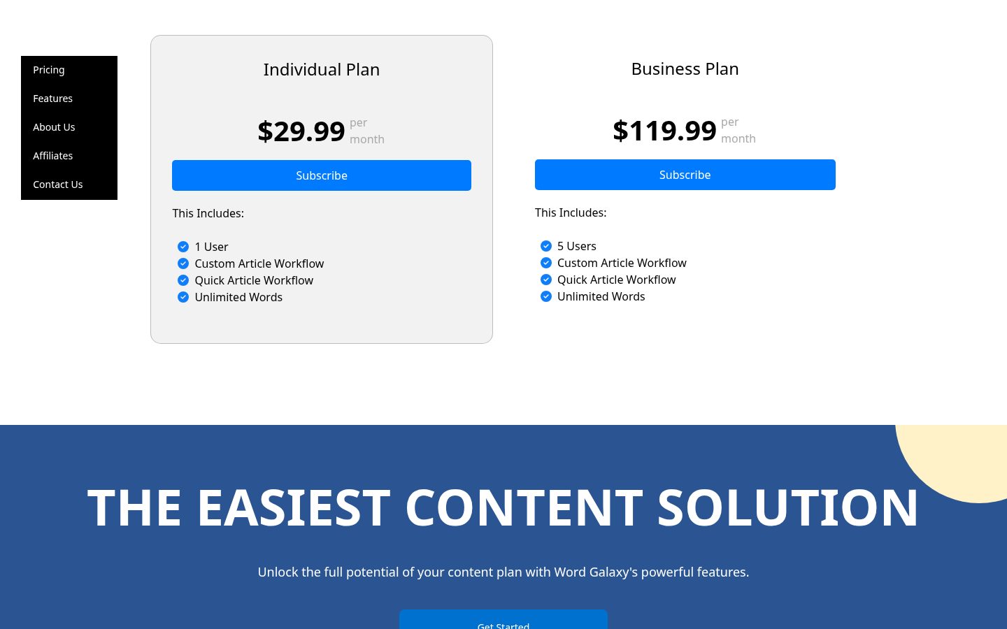 Wordgalaxy Pricing