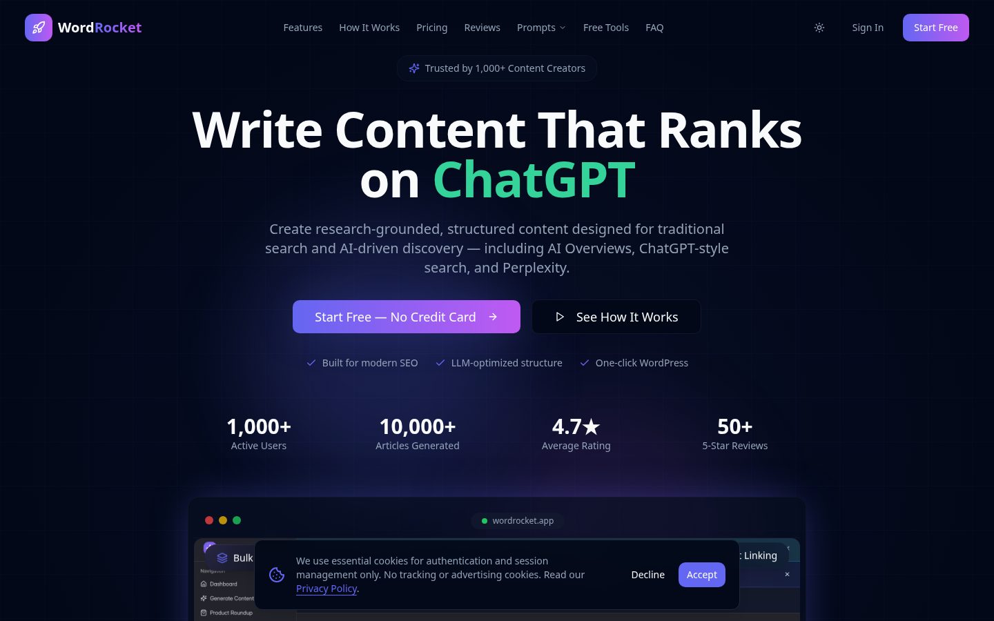 WordRocket AI Homepage