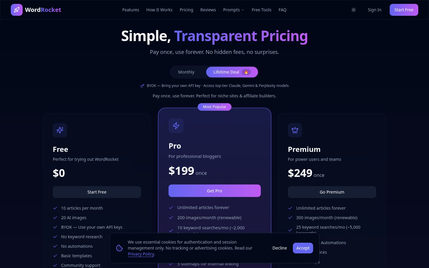 WordRocket AI Pricing