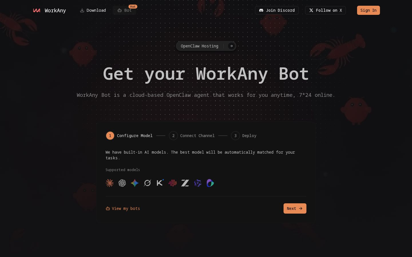 WorkAnyBot Homepage