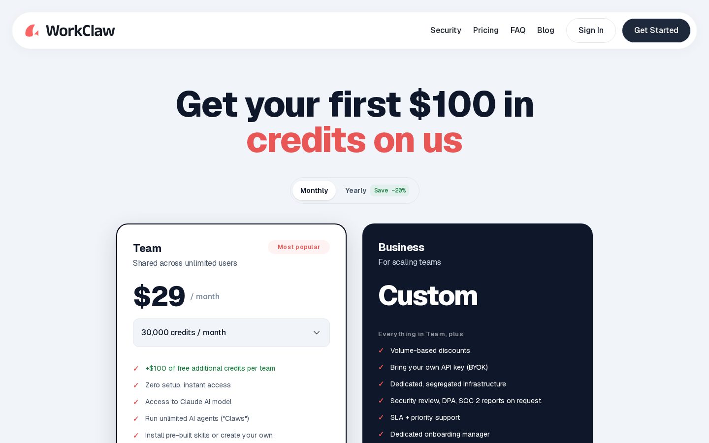 WorkClaw Pricing