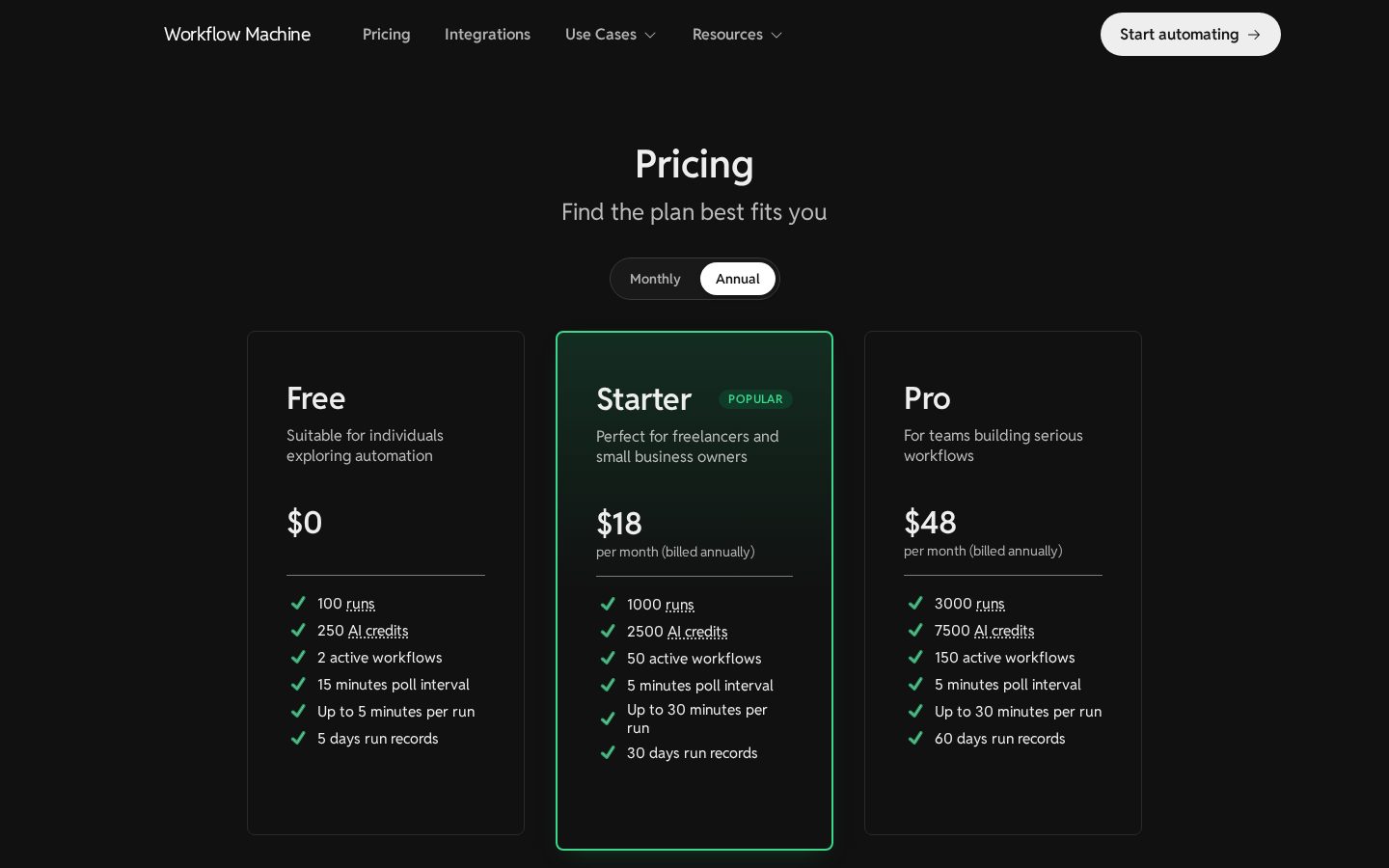Workflow Machine Pricing