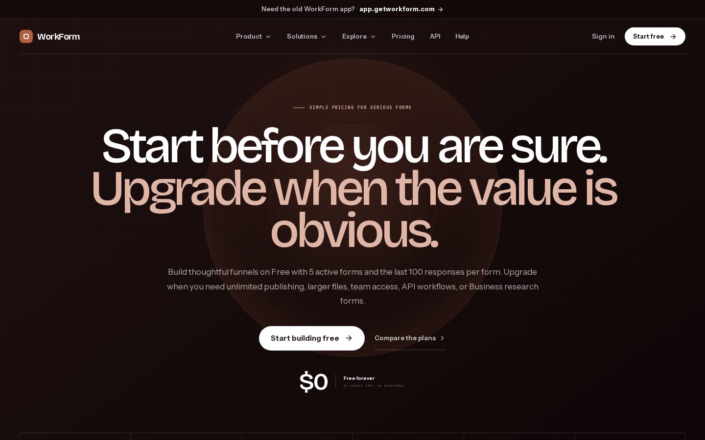 WorkForm Pricing