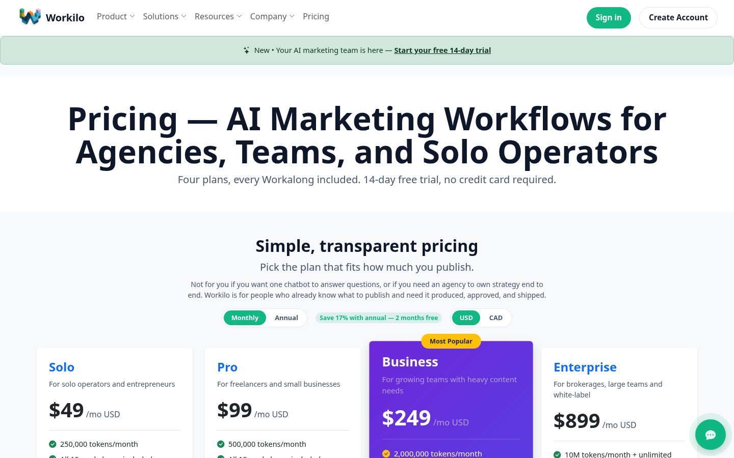 Workilo Pricing