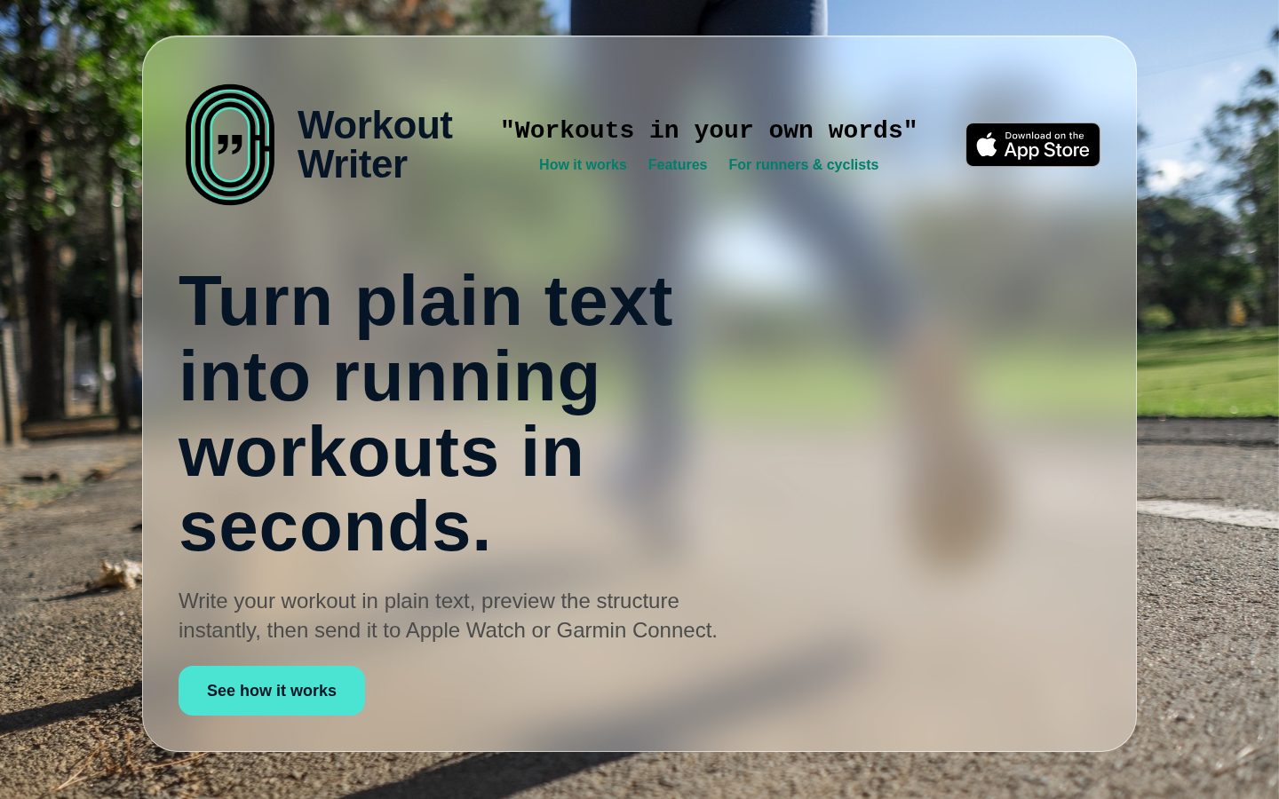 Workout Writer Homepage
