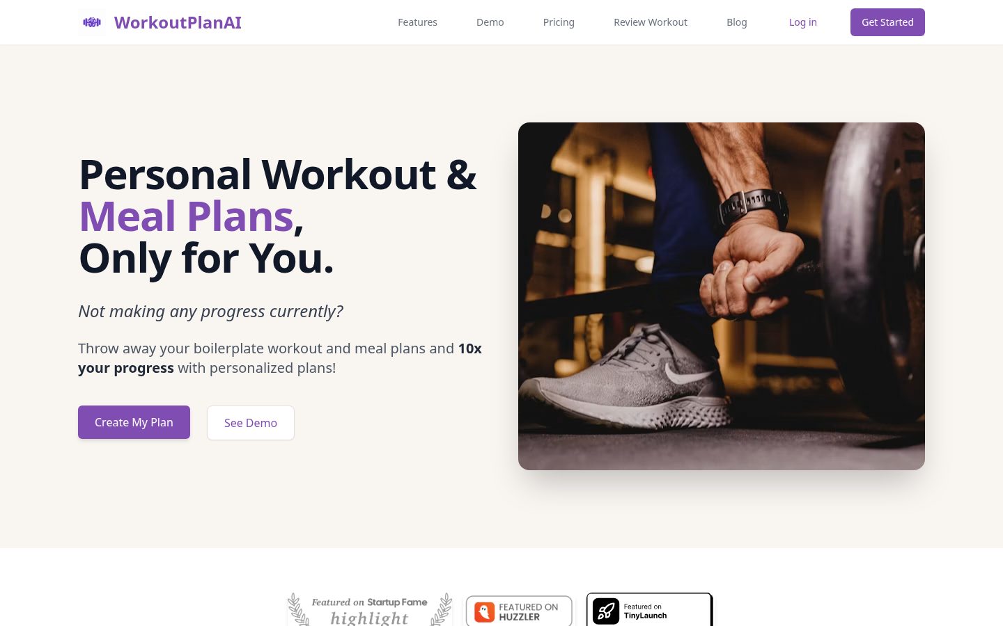 WorkoutPlanAI Homepage