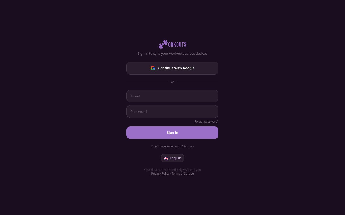 Workouts Homepage