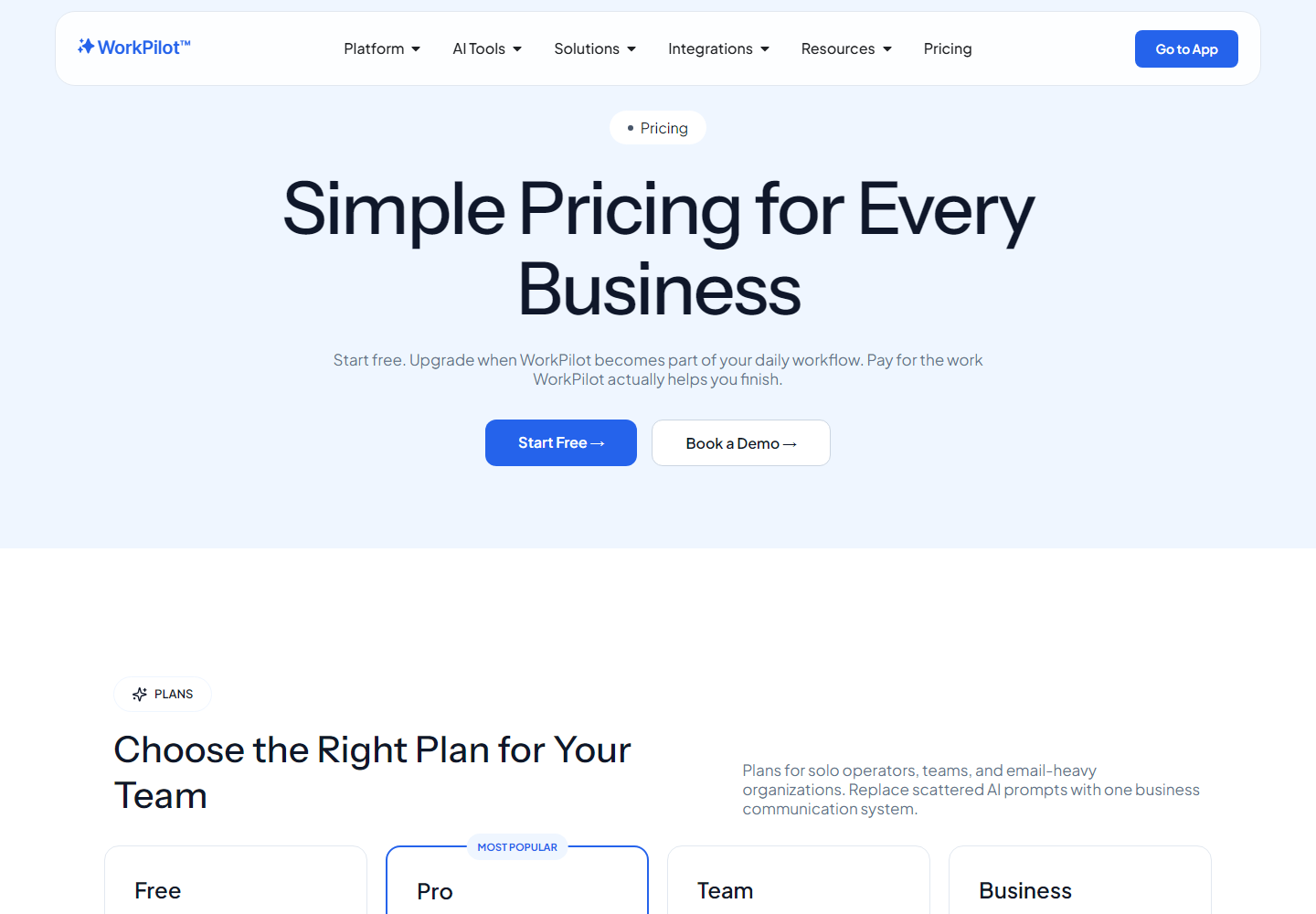 WorkPilot pricing