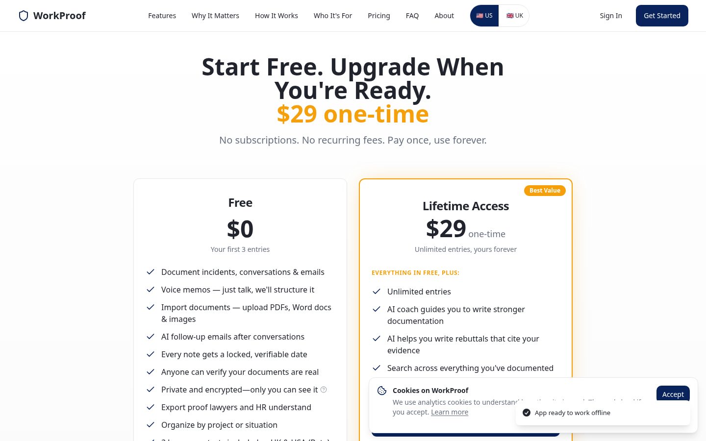 WorkProof Pricing
