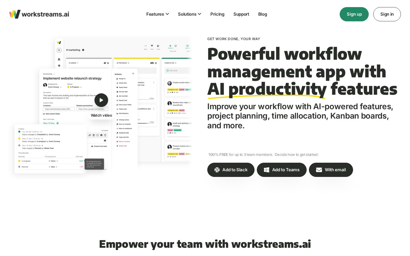 Workstreams.ai Homepage