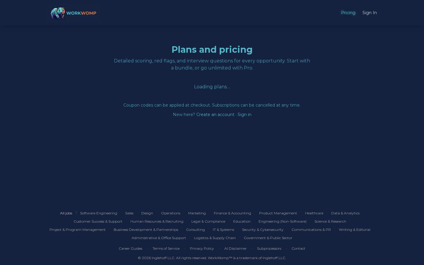 WorkWomp Pricing