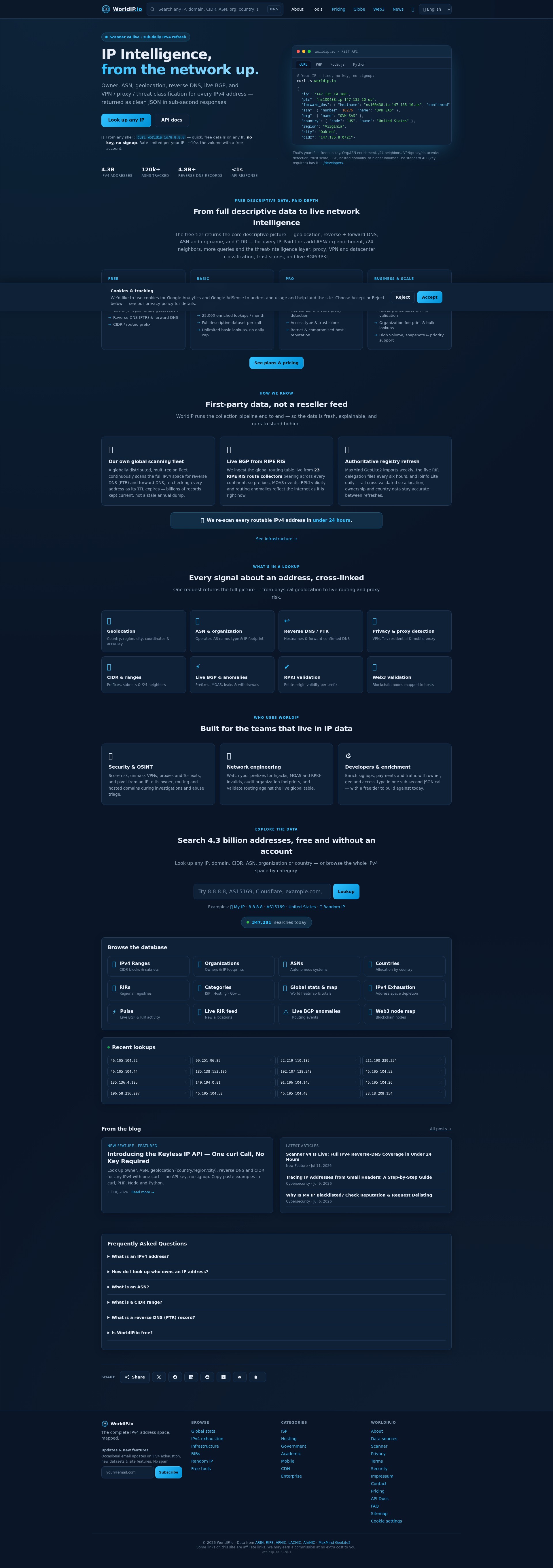 WorldIP.io Homepage