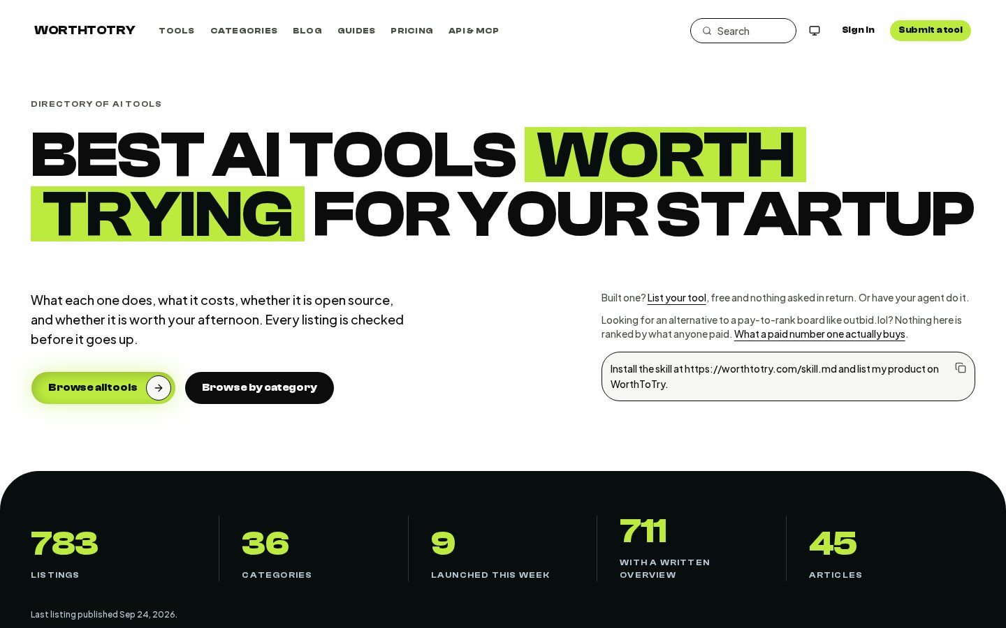 WorthToTry Homepage