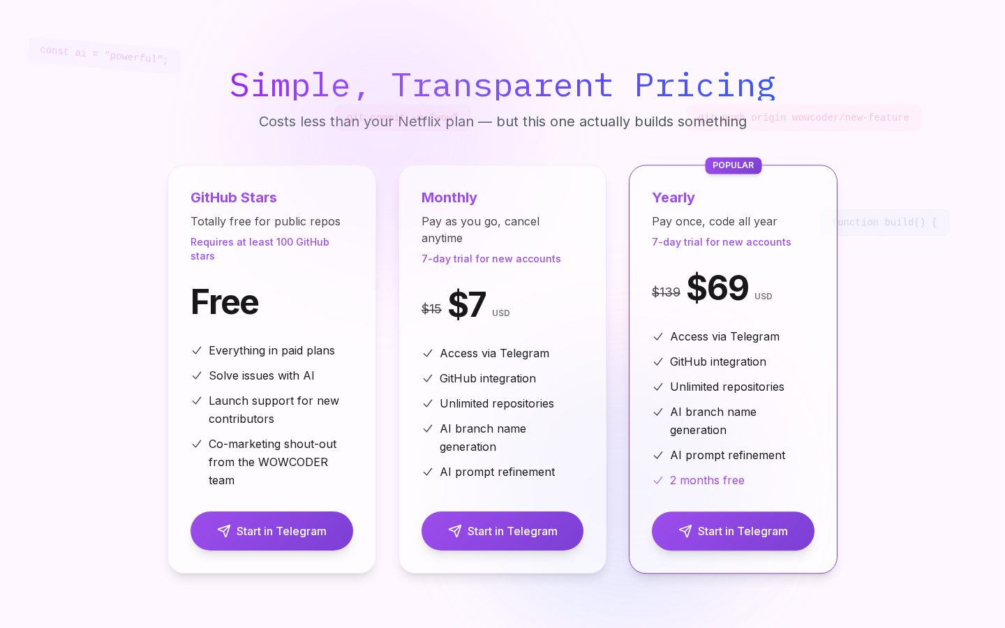 WOWCODER Pricing