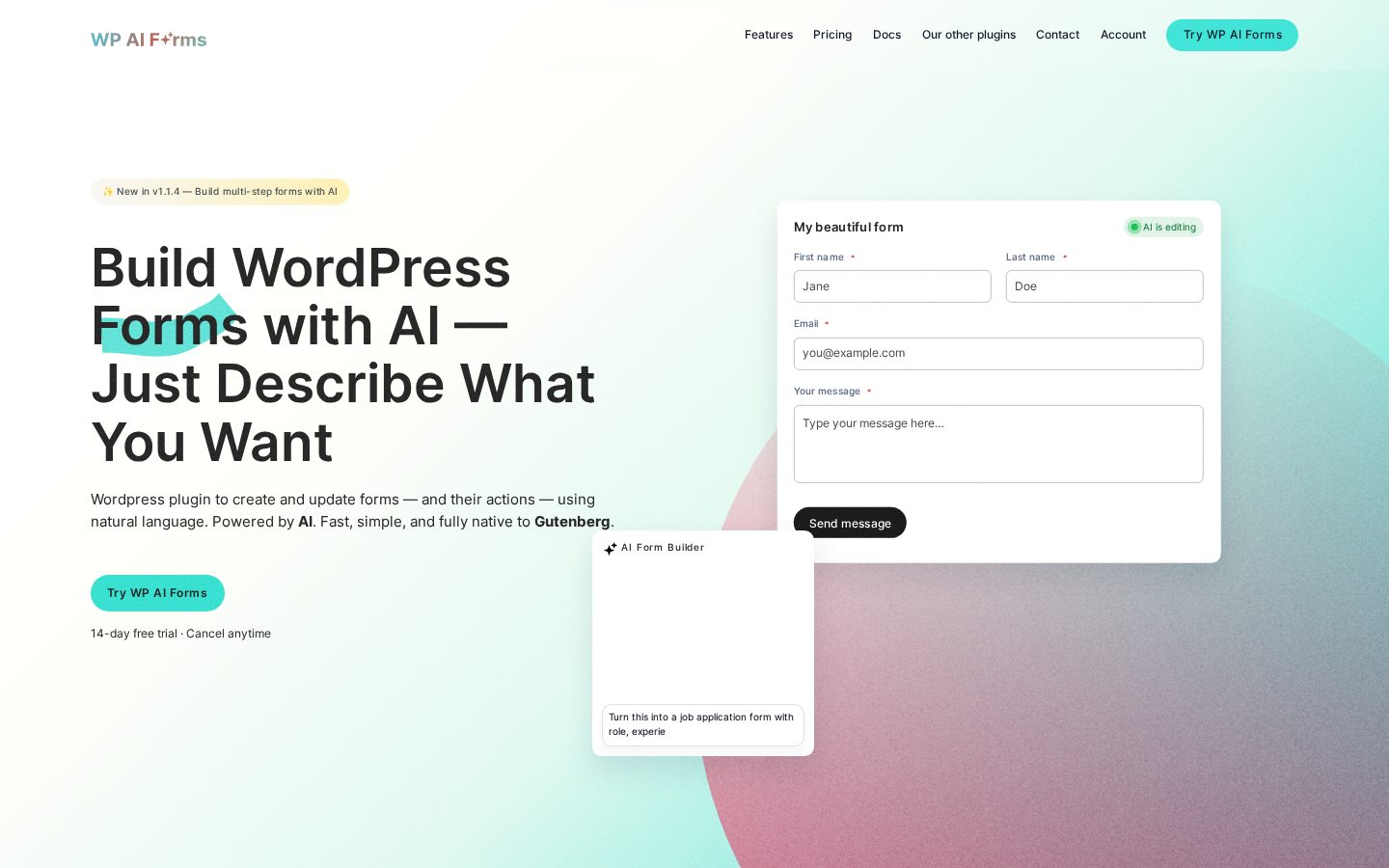 WP AI Forms Homepage