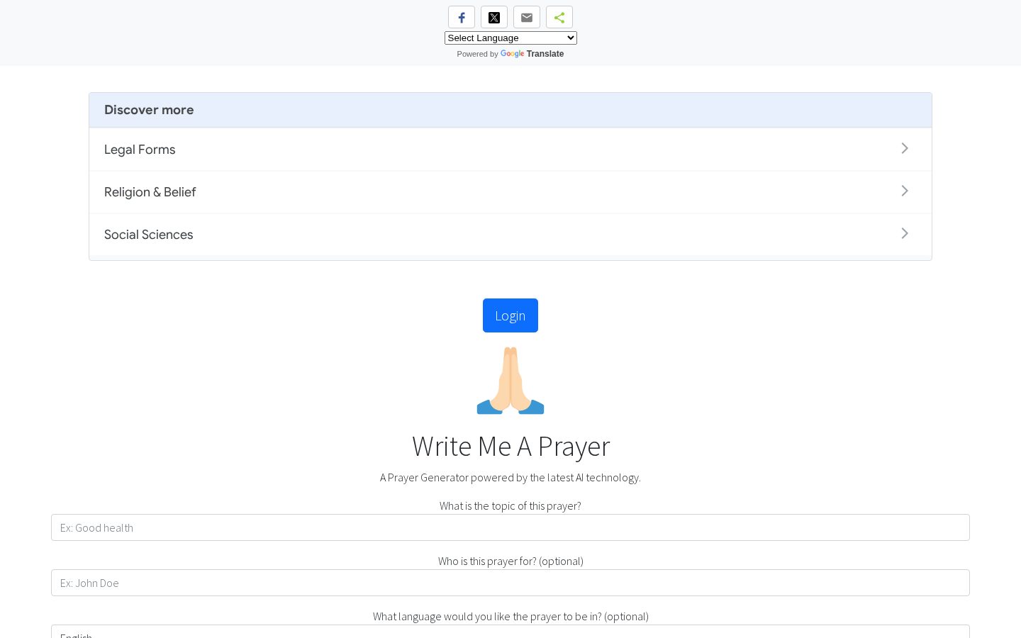 Write Me A Prayer Homepage