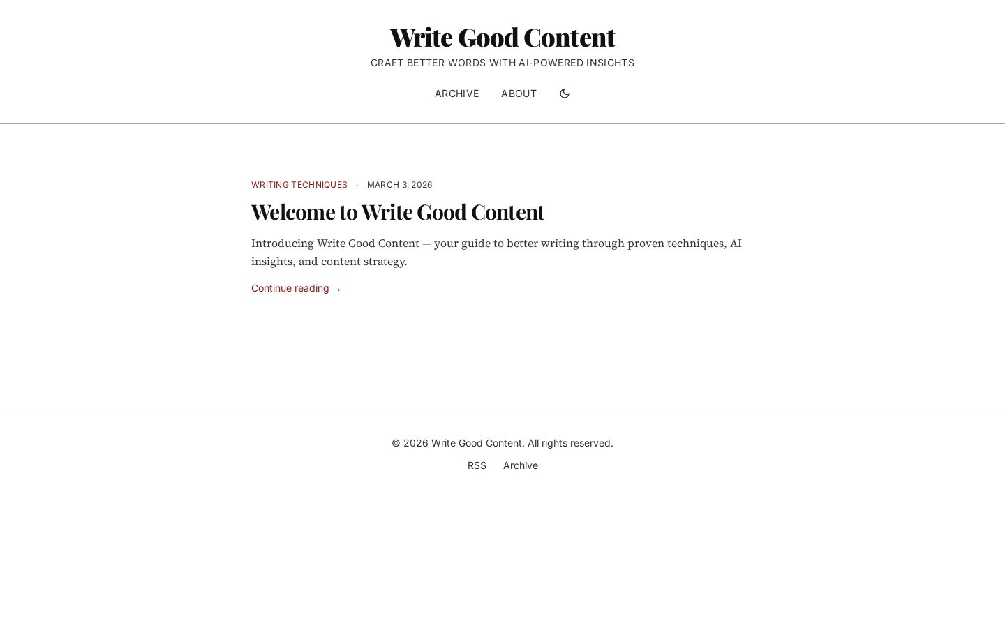 WriteGoodContent Homepage