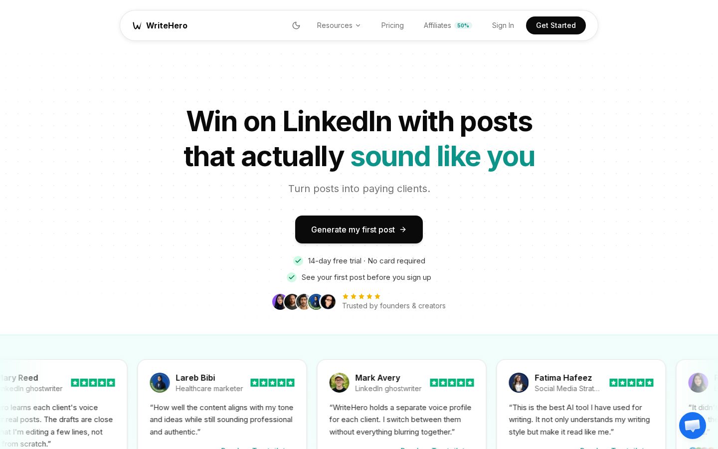 WriteHero Homepage
