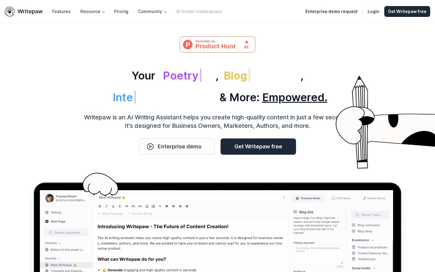 Writepaw Homepage