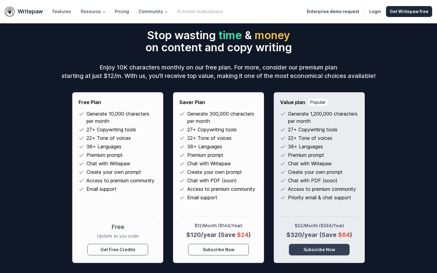 Writepaw Pricing