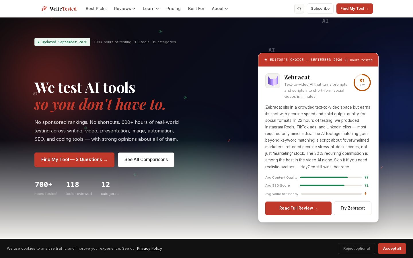 WriteTested Homepage