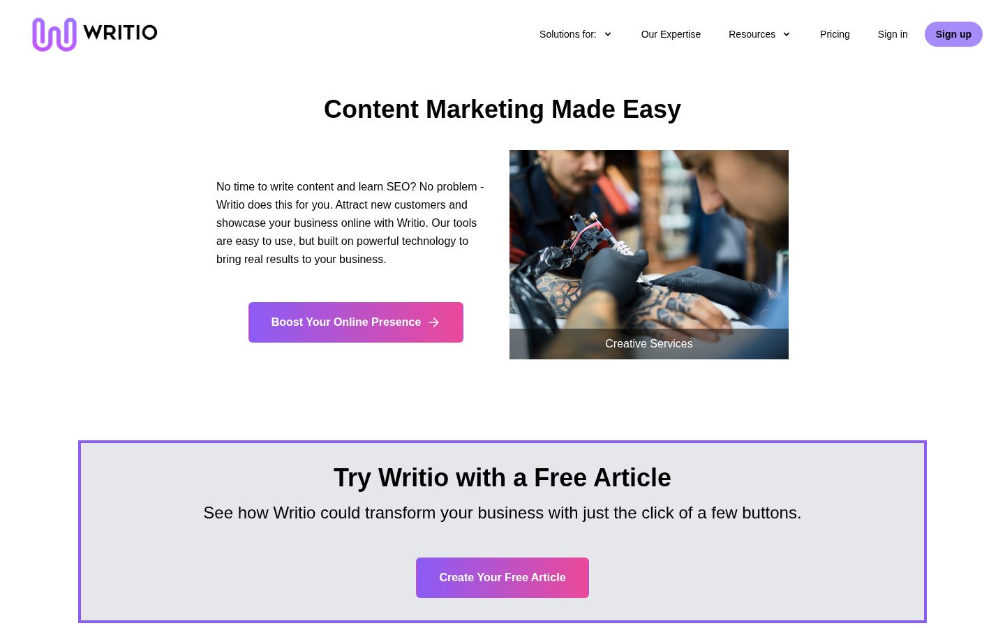 Writio Homepage