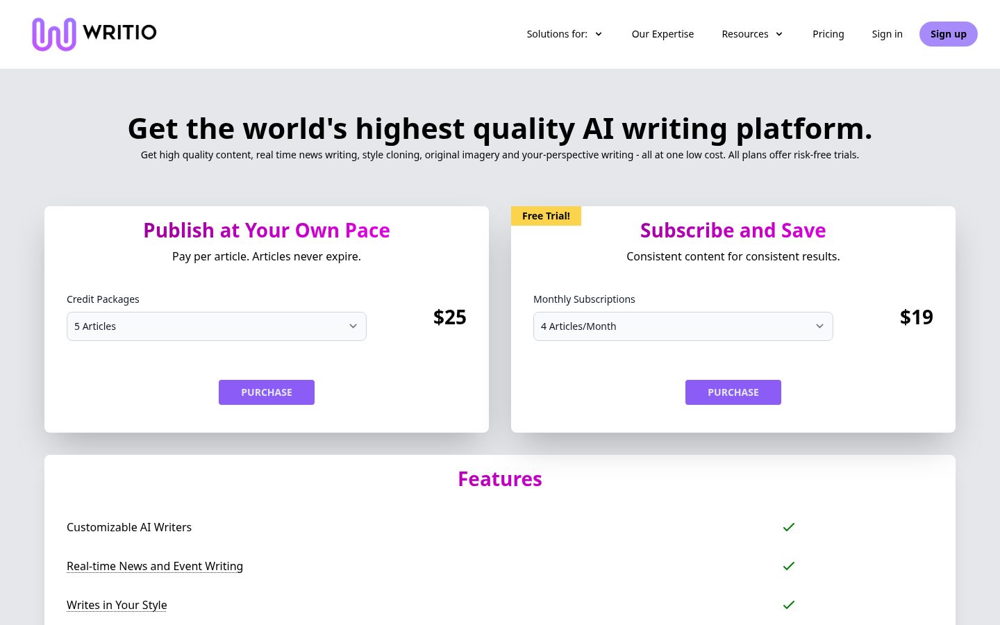 Writio Pricing