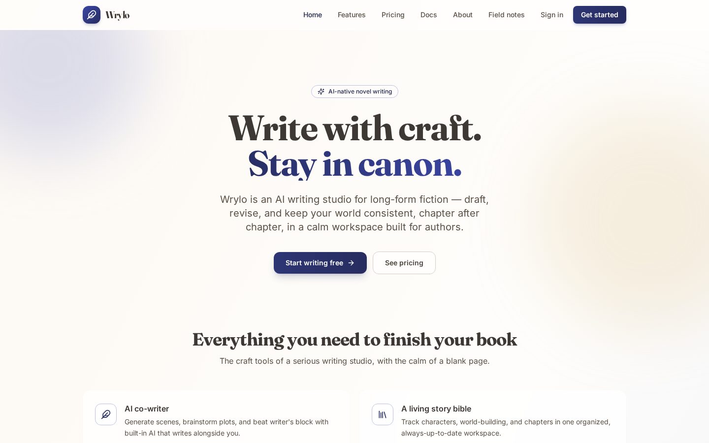 Wrylo Homepage