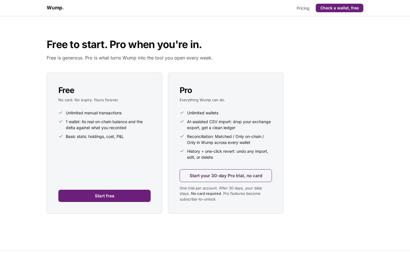 Wump Pricing