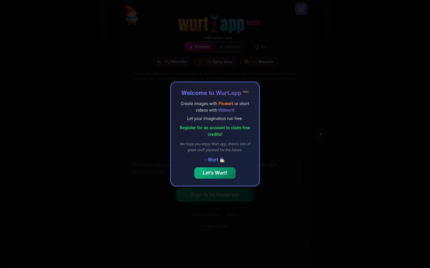 Wurt.app Homepage