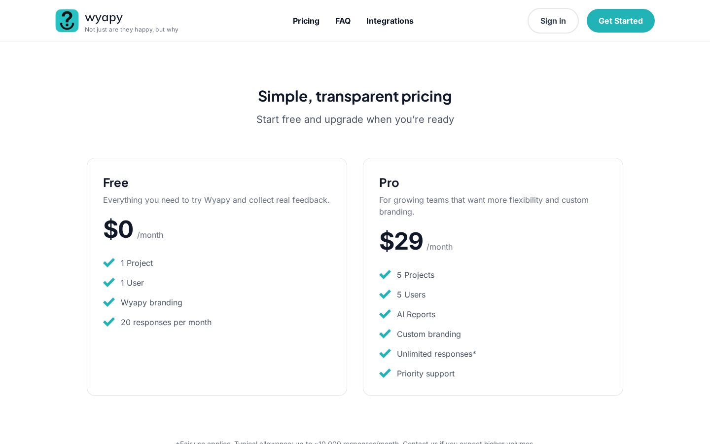 Wyapy Pricing