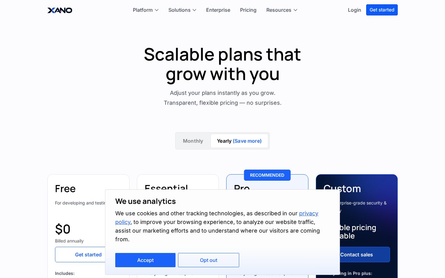 Xano 2.0 Pricing