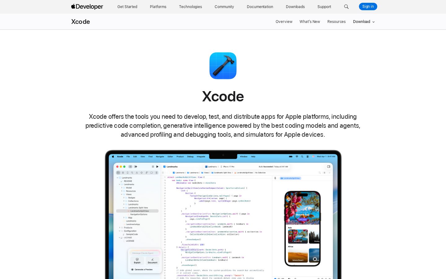 Xcode 26.3 Homepage