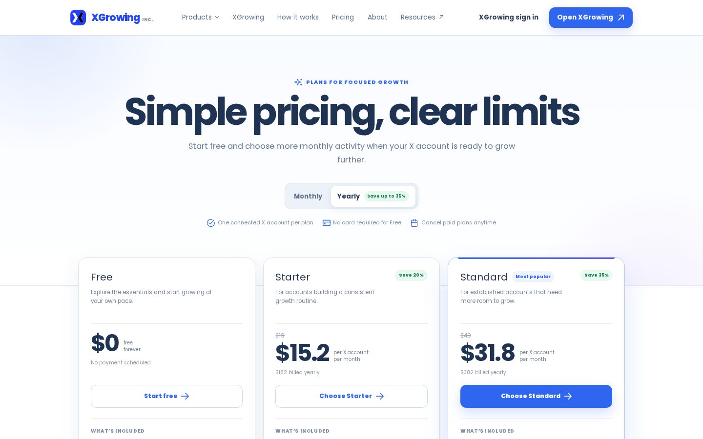 XGrowing Pricing